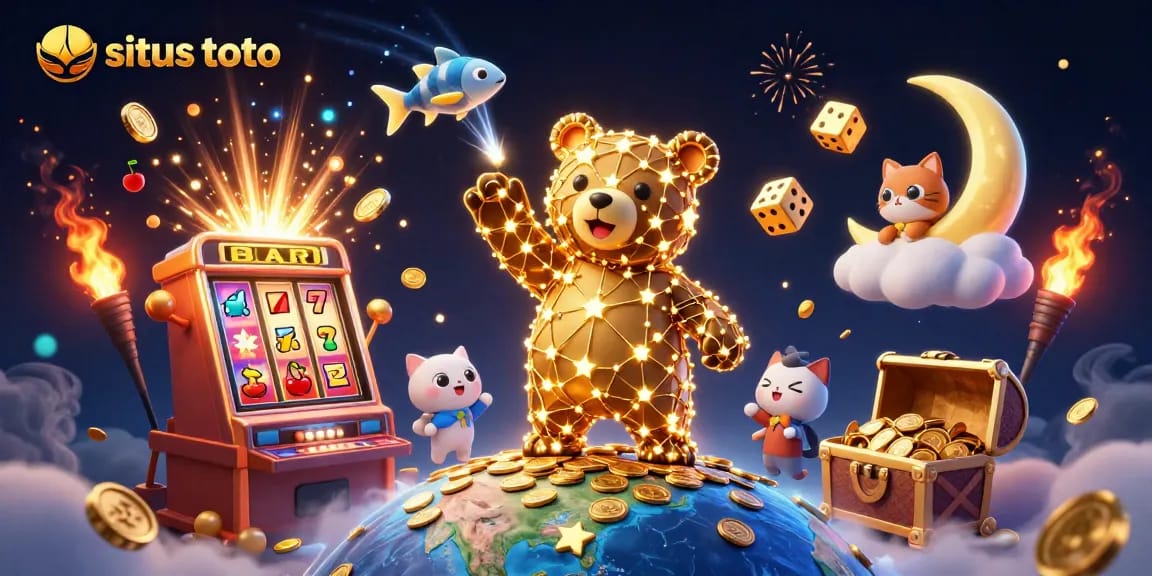 Menangkan jackpot dengan situs toto dalam ilustrasi kasino yang penuh warna dan detail.