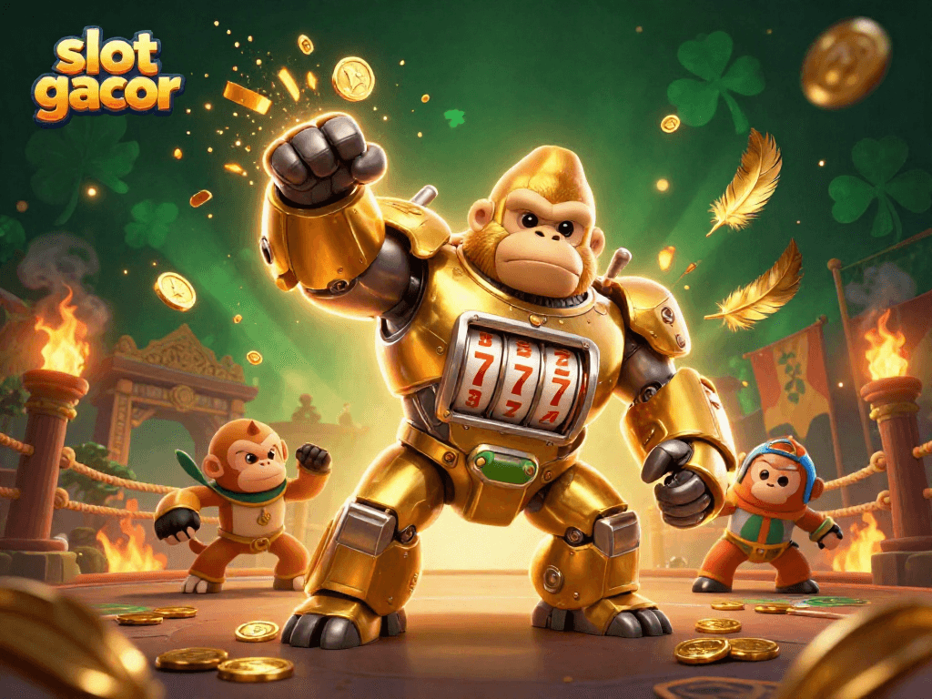 Menangkan slot gacor dengan simbol-simbol beruntung dan efek dramatis dalam ilustrasi 3D menakjubkan