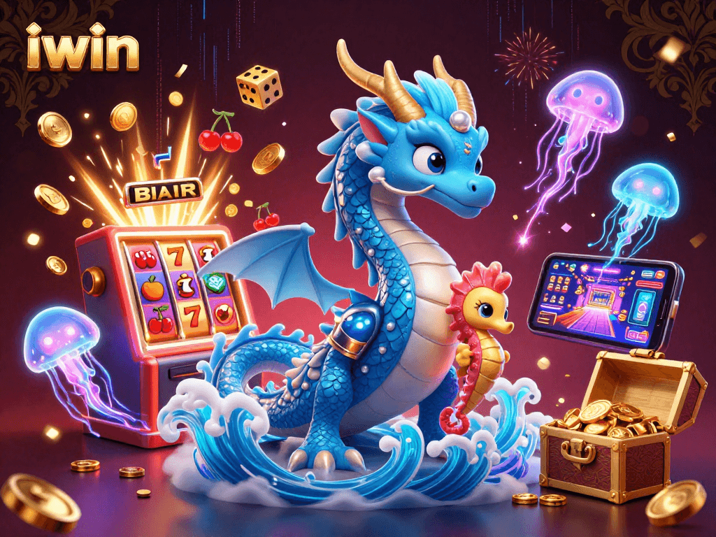 Experience the excitement of iwin with a vibrant 3D casino illustration showcasing jackpot and gaming elements.