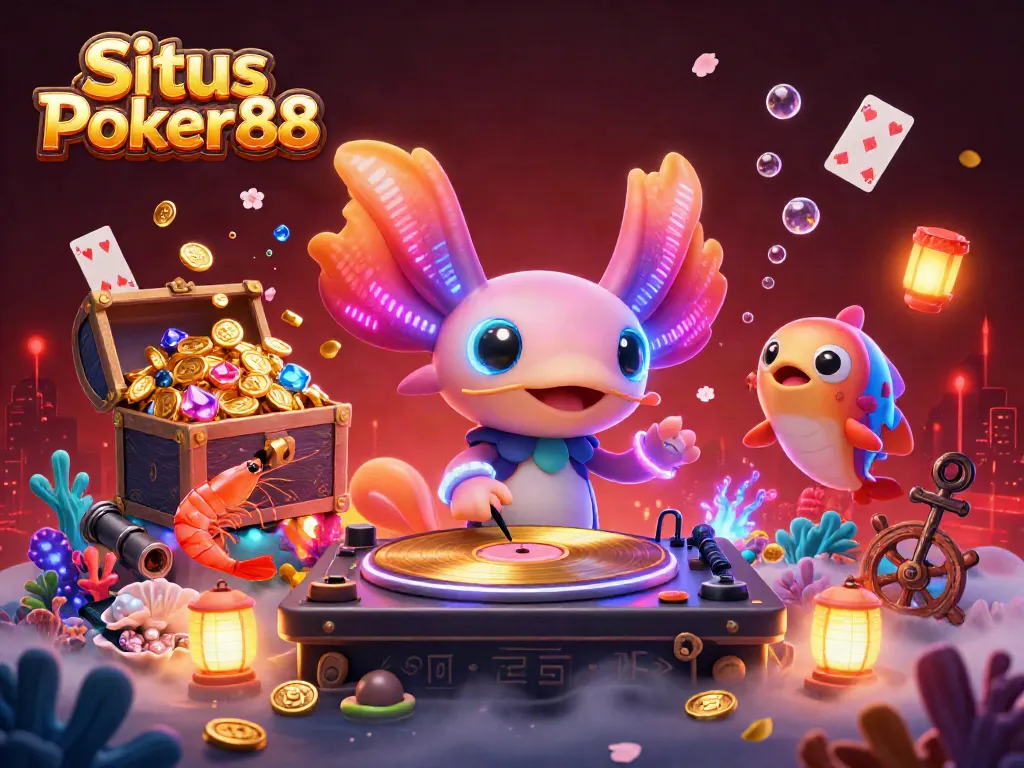 Situs Poker88 invites players to master online poker with vibrant, dynamic characters in a thrilling illustration.