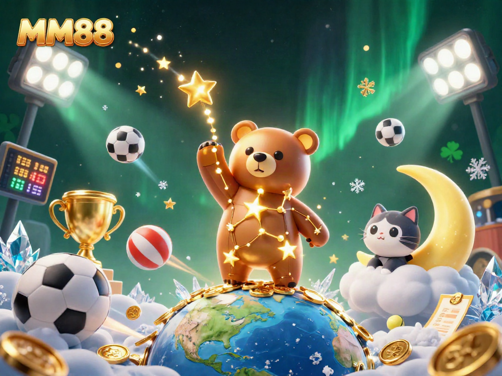 Engage with the MM88 gaming experience, featuring vibrant characters and dynamic sports elements.