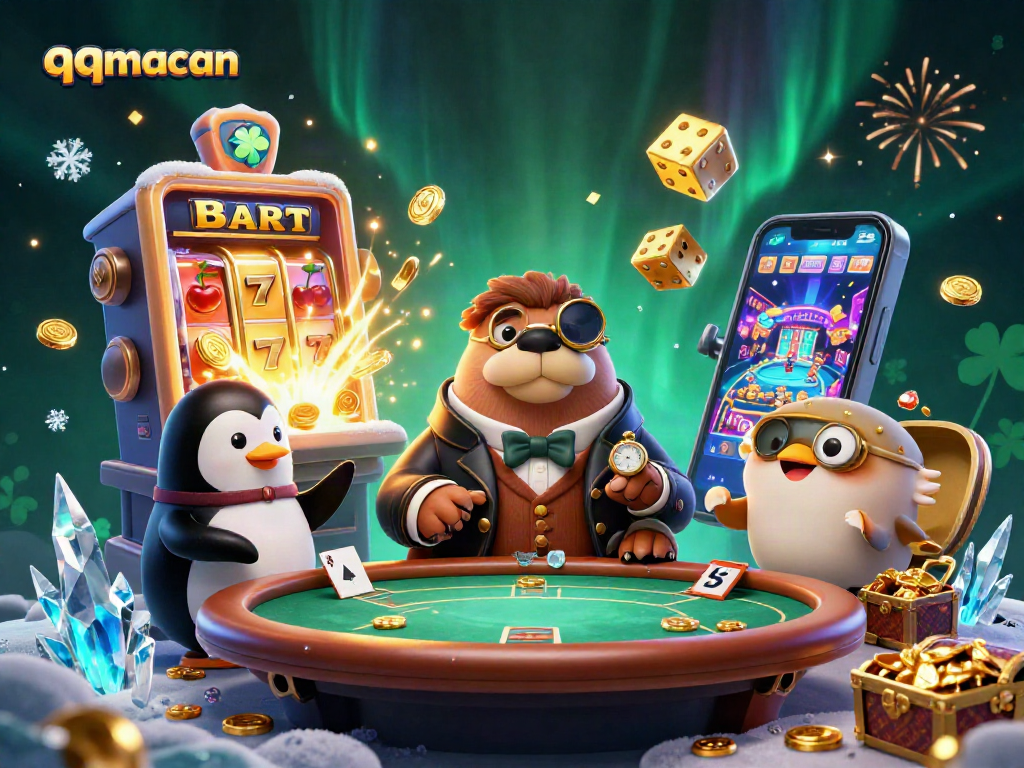 Mainkan permainan qqmacan dengan walrus keren di meja poker bawah laut yang megah.