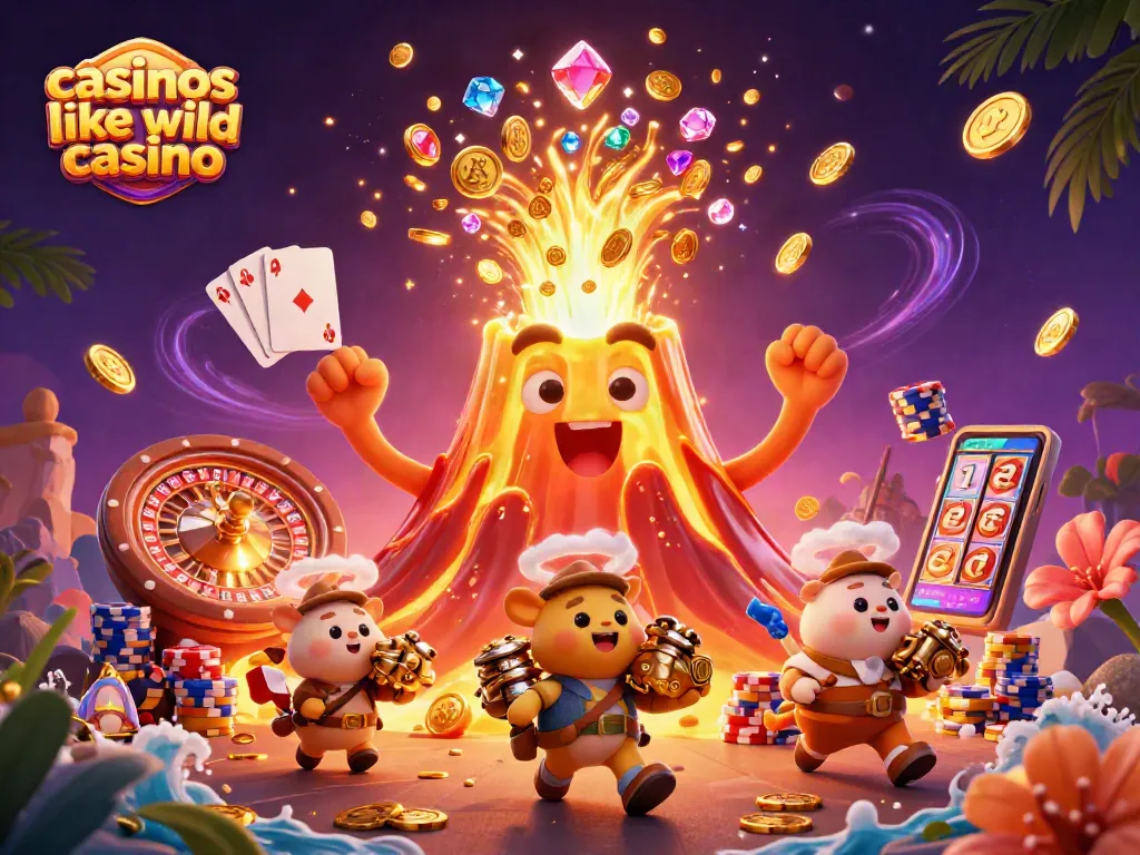 Experience the thrill of casinos like wild casino with a vibrant 3D illustration of gaming excitement.