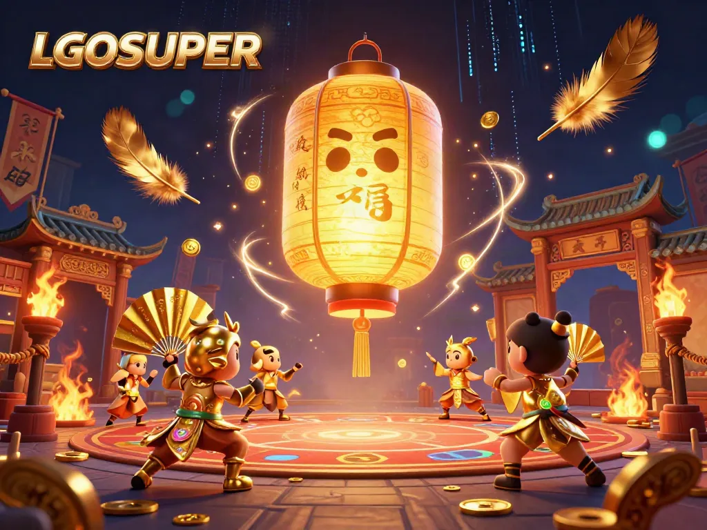 Engage with LGOSUPER at a vibrant night market casino, showcasing stunning gaming elements and rich visuals.