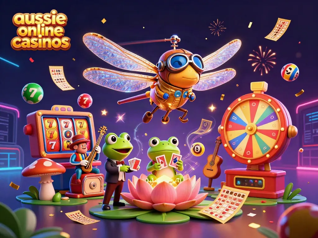 Experience the excitement of aussie online casinos with vibrant gaming elements and lively characters.