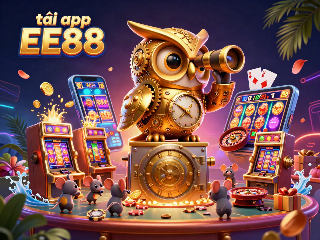 Download and experience the excitement of tải app EE88, featuring a vibrant casino scene with engaging games.