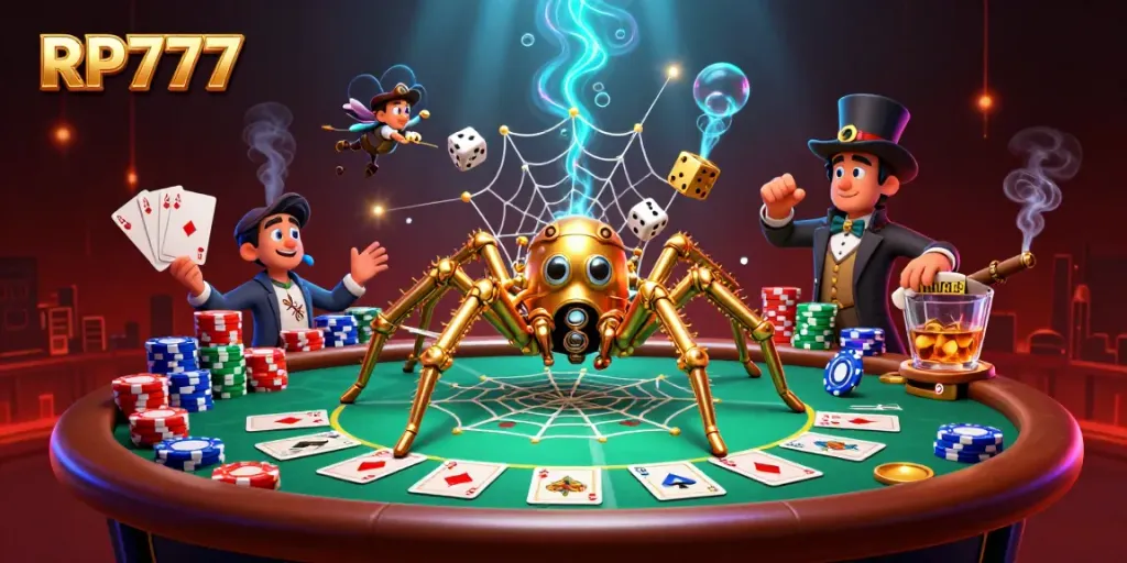 Engage with the thrilling world of RP777, where steampunk elegance meets poker excitement in a dynamic 3D scene.