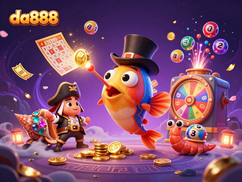 Join the excitement at da888 with a vibrant 3D casino scene featuring animated characters and dynamic games.
