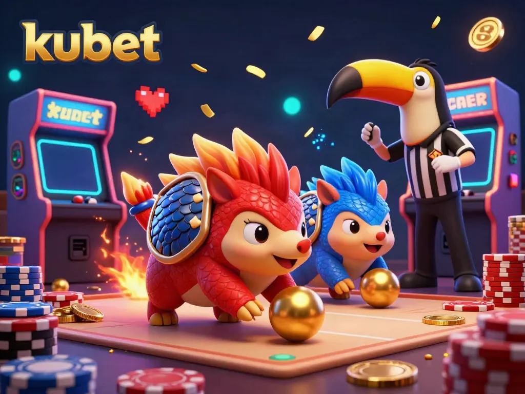 Kubet theme with rival pangolins competing in a casino setting, enhancing excitement and engagement.