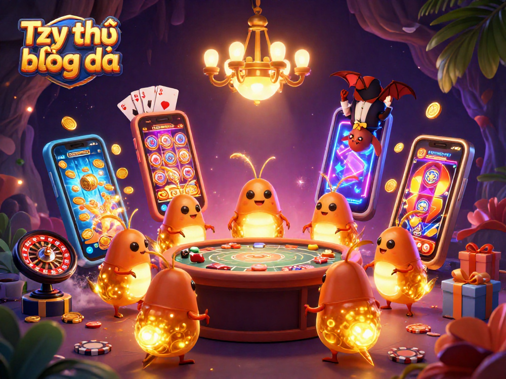 Tỷ lệ bóng đá lights up a vibrant cave casino with glowing characters and dynamic gaming elements.