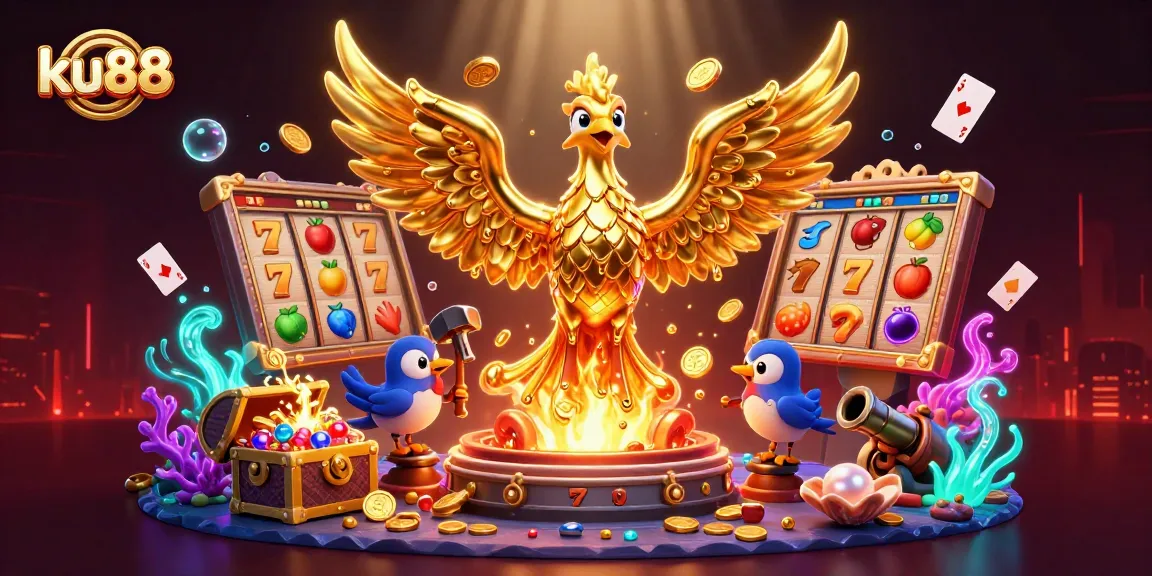 Experience exciting jackpots and slot games with ku88's golden phoenix and treasure-filled underwater world.
