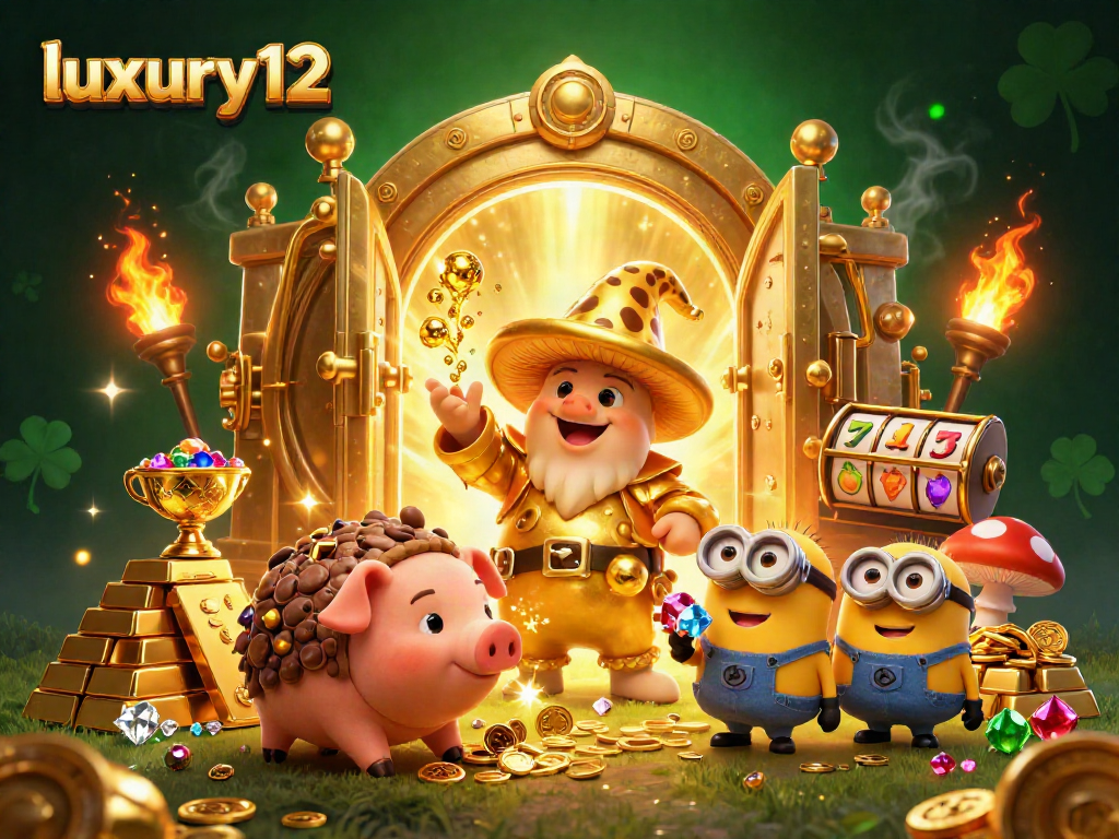 Experience luxury12 at this vibrant casino scene with magical characters and sparkling treasures.