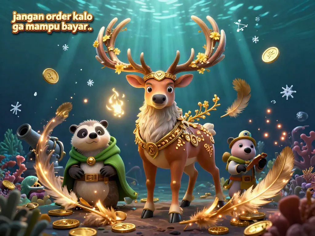 Engage with the thrilling underwater world of jangan order kalo ga mampu bayar.. featuring a druid stag, wise badger, and dynamic gaming elements.