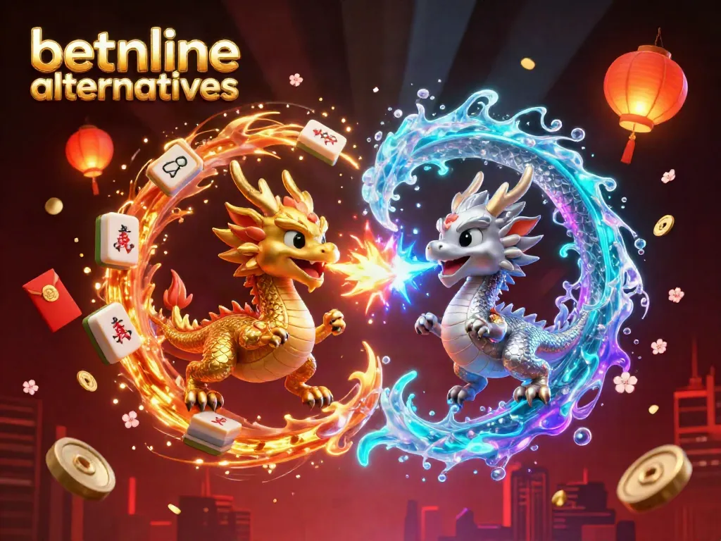 Experience the excitement of betonline alternatives with vibrant dragons and casino elements in a 3D illustration.