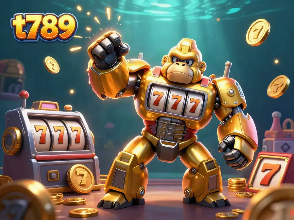 Experience gaming excitement at t789 with a golden gorilla mech and jackpot filled action.
