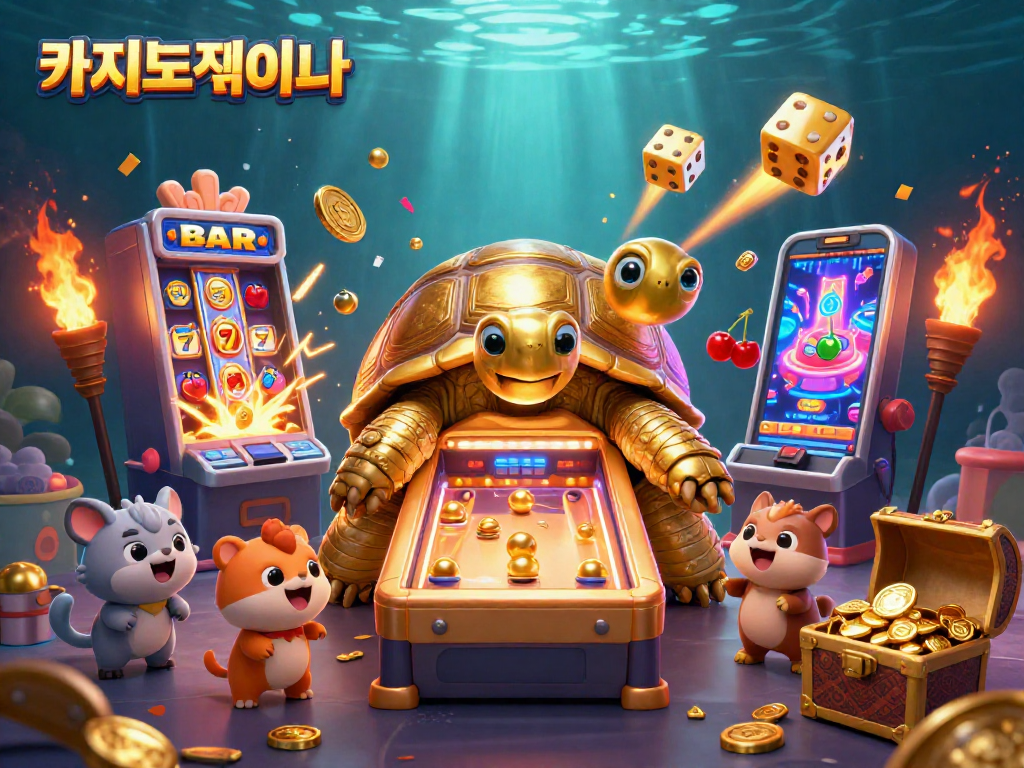 카지노사이트에서 슬롯 머신과 함께 재미있는 게임을 즐기는 모습.