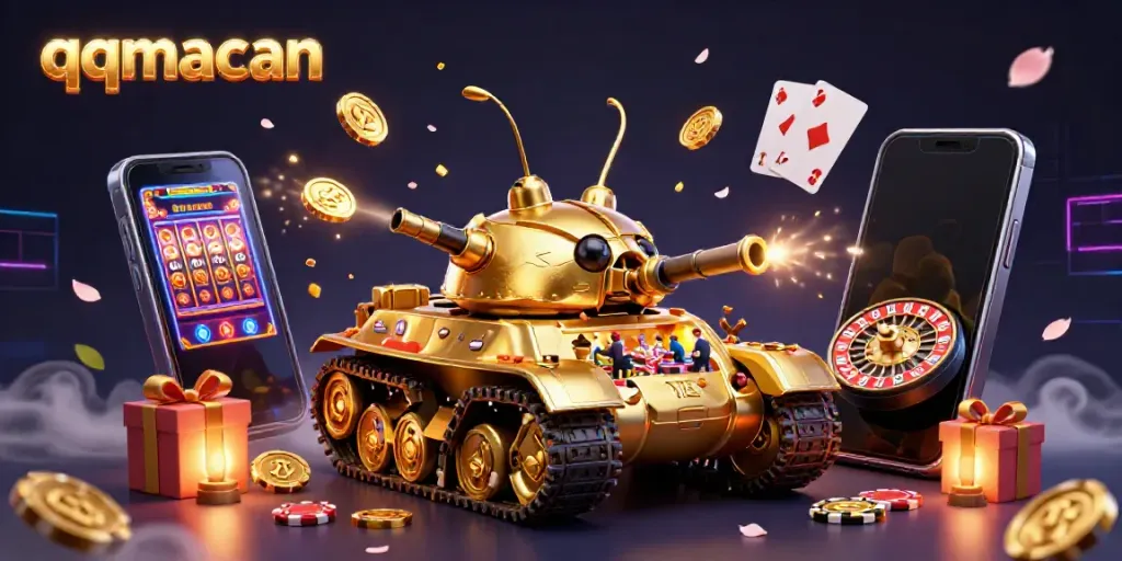 Engage in exciting gameplay with qqmacan featuring a lively casino within a golden tank.
