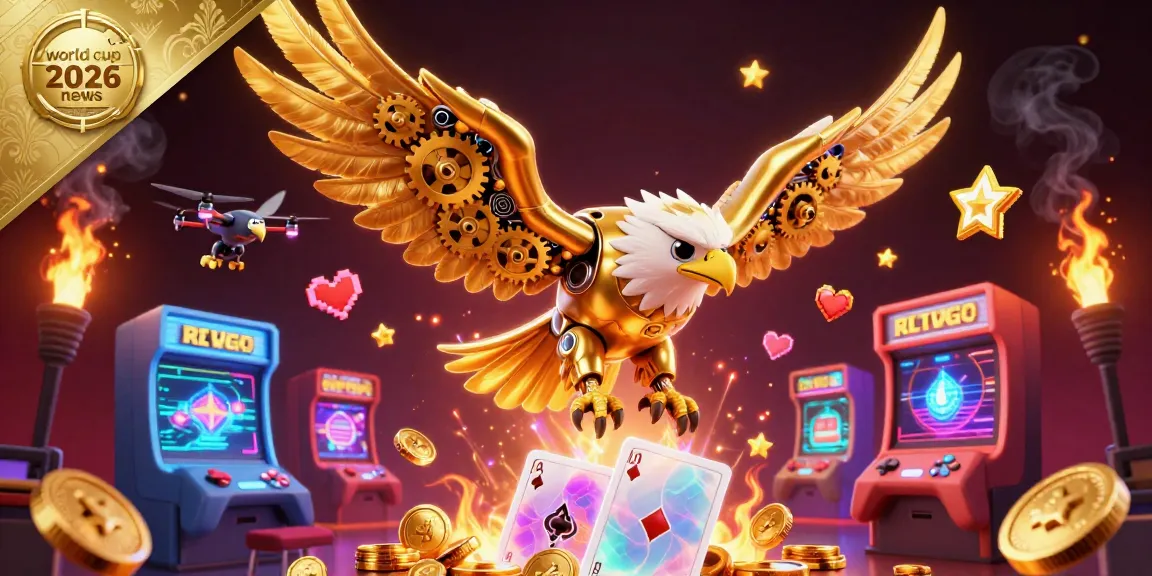 Experience thrilling world cup 2026 news in a vibrant 3D casino scene filled with holographic cards and golden elements.