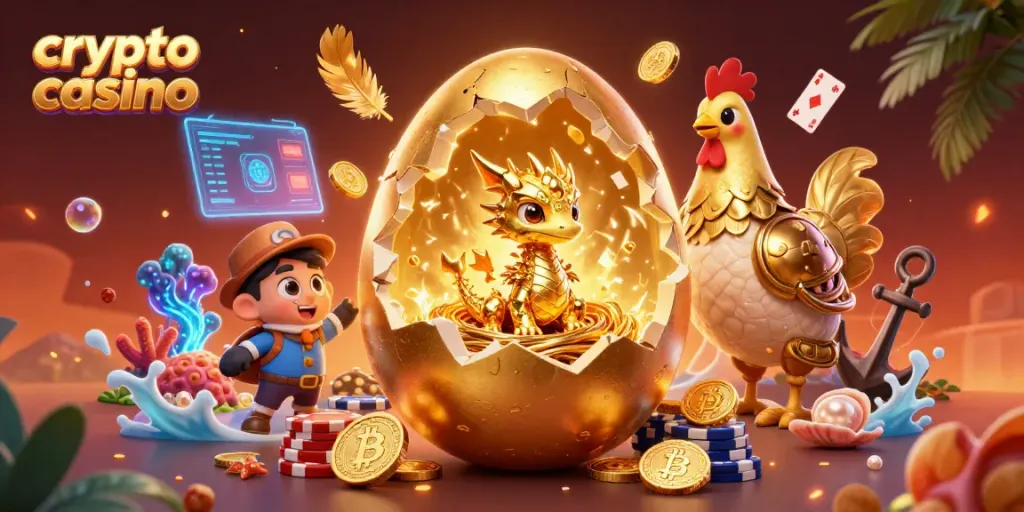 Engage in the exciting crypto casino gameplay, featuring a golden dragon and Bitcoin elements.
