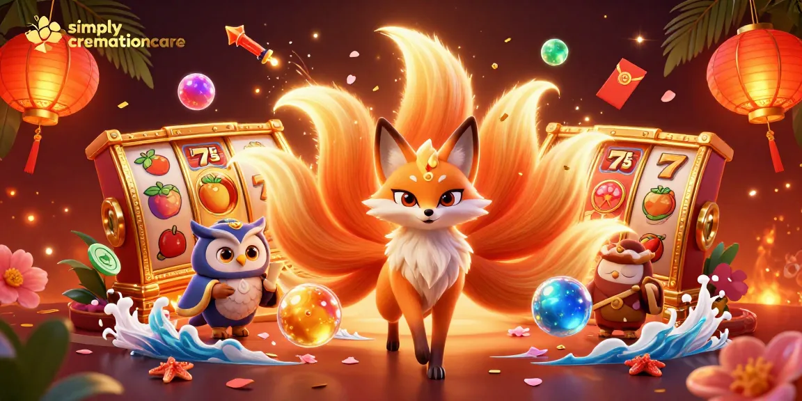 Engage in thrilling gameplay with simplycremationcare's vibrant 3D casino scene featuring dynamic slot reels.