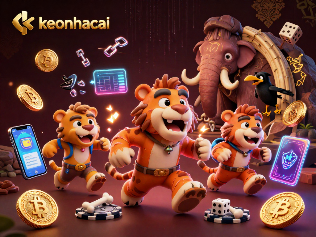 Engage in thrill-seeking adventures at keonhacai's prehistoric casino with cartoon characters.