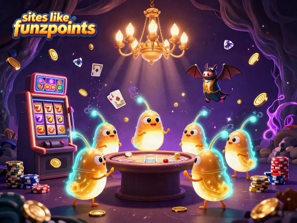 Play exciting games like Funzpoints as glowing glowworms light up a dynamic casino scene.