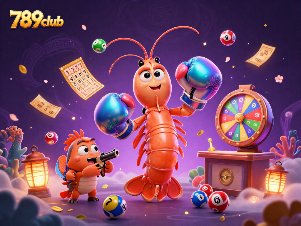 Experience excitement with 789club's dynamic lottery drawings featuring colorful balls and festive elements.