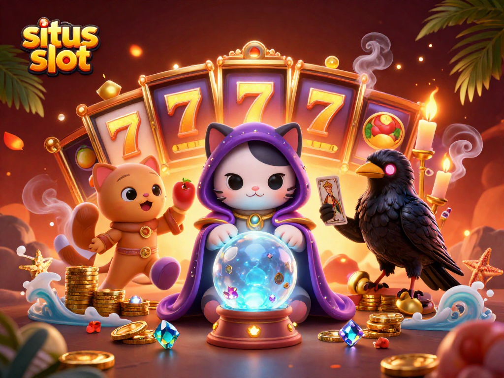 Menangkan jackpot besar di situs slot dengan simbol buah dan mesin slot mencolok yang beredar di sekitar.