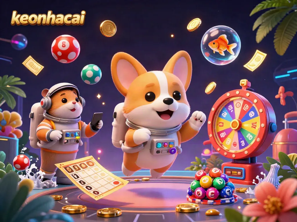 Experience the excitement of keonhacai with vibrant animated characters in a futuristic casino environment.