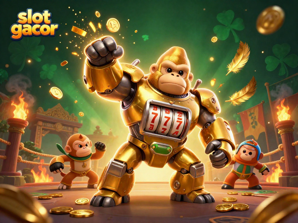 Menangkan slot gacor dengan simbol-simbol beruntung dan efek dramatis dalam ilustrasi 3D menakjubkan
