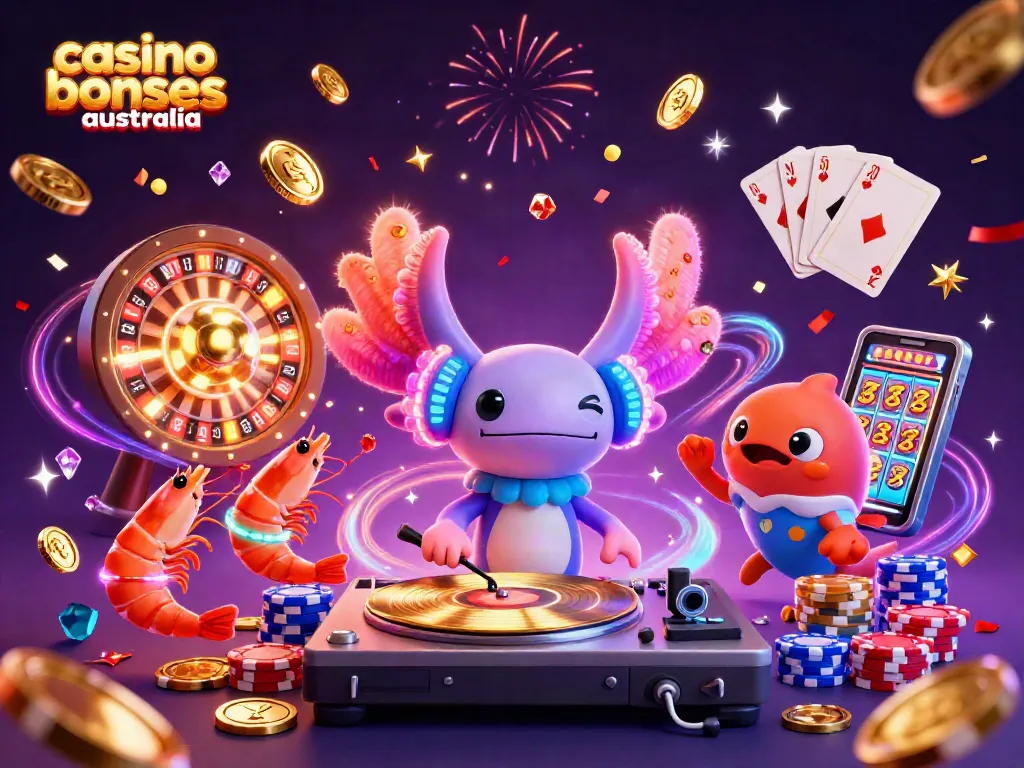 Spin and win with casino bonuses Australia in a vibrant underwater casino scene featuring a DJ and lively characters.