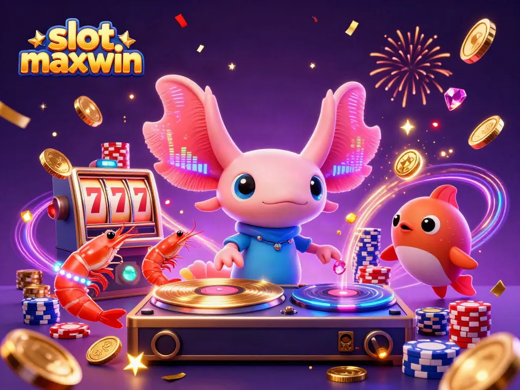 Experience slot maxwin with a vibrant underwater casino scene of animated characters celebrating winnings!
