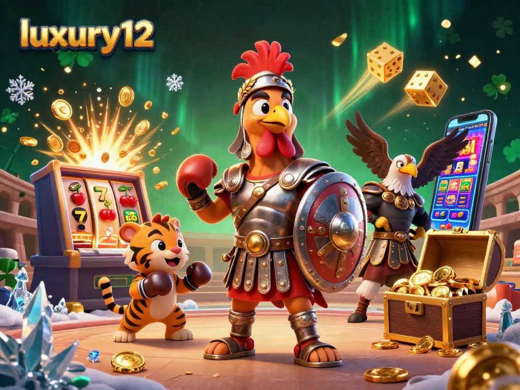 Spin the massive slot machine for luxury12 jackpots amidst epic casino characters.
