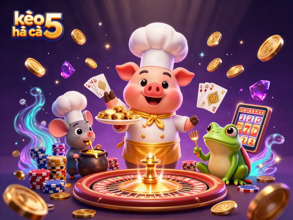 Experience kèo nhà cái 5 with dynamic gaming elements and vibrant casino characters.