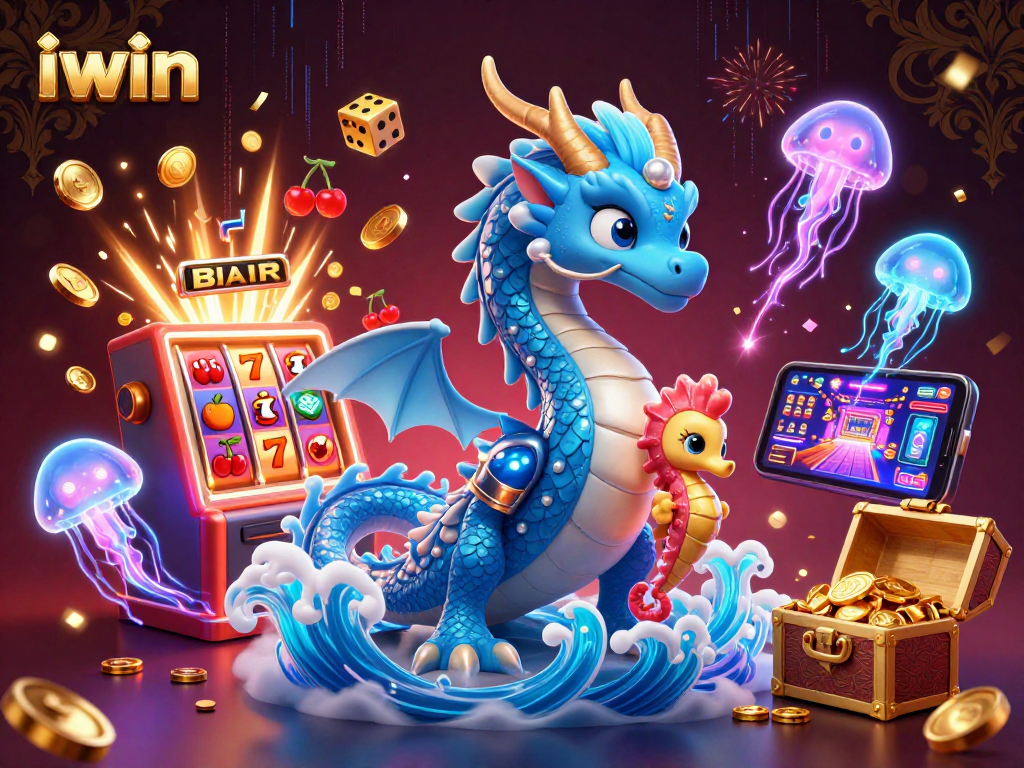 Experience the excitement of iwin with a vibrant 3D casino illustration showcasing jackpot and gaming elements.