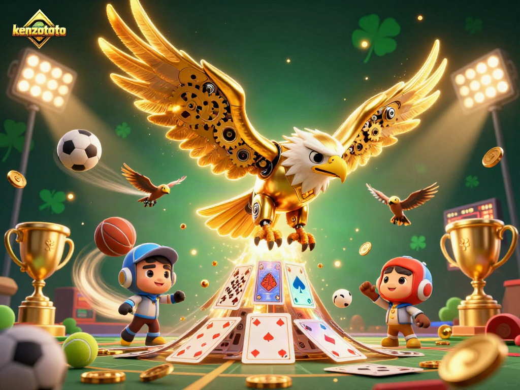 Experience kenzototo's excitement with a dynamic 3D illustration of sports betting elements.