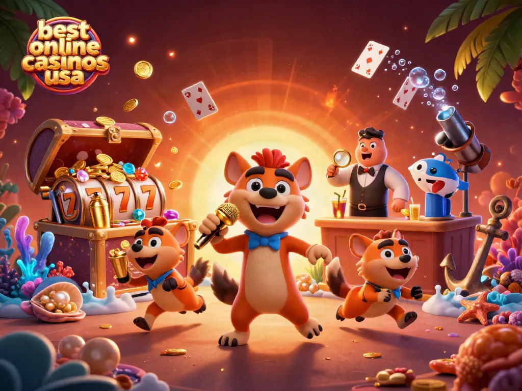 Experience the best online casinos usa with lively hyenas preparing comedy shows and mixing drinks.
