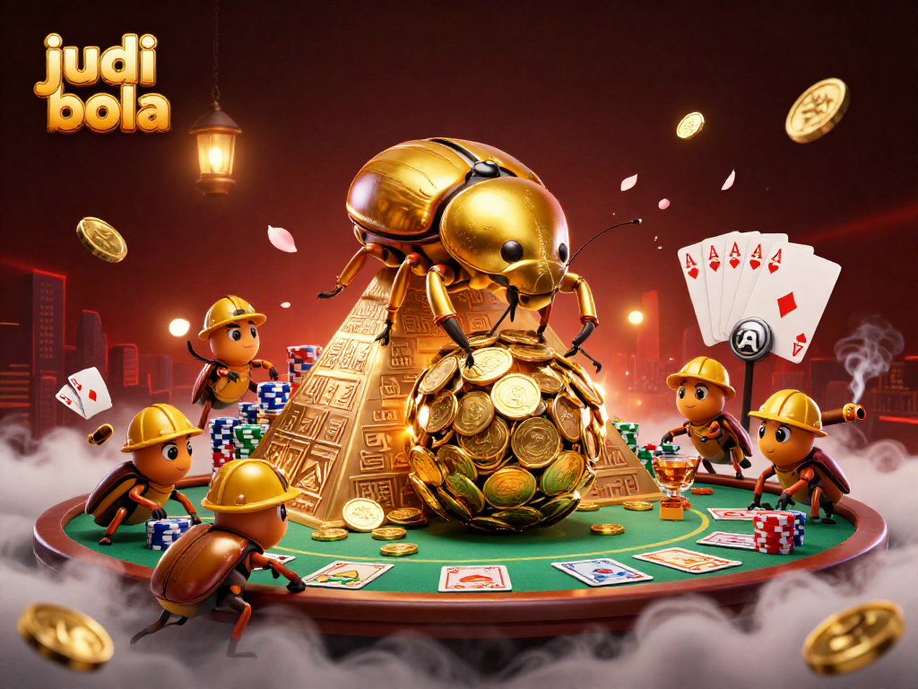 Experience judi bola excitement as golden beetles lead a dynamic betting scene with casino elements.