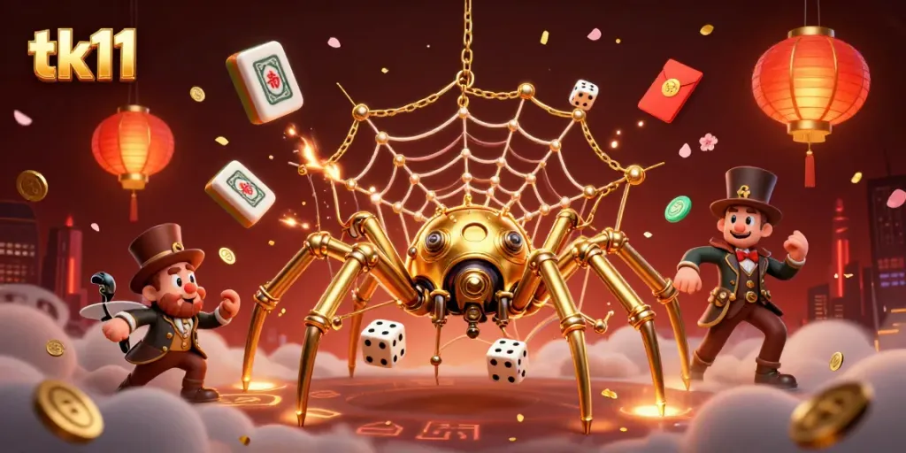 tk11 showcases a steampunk spider and charming elements in a vibrant casino scene.
