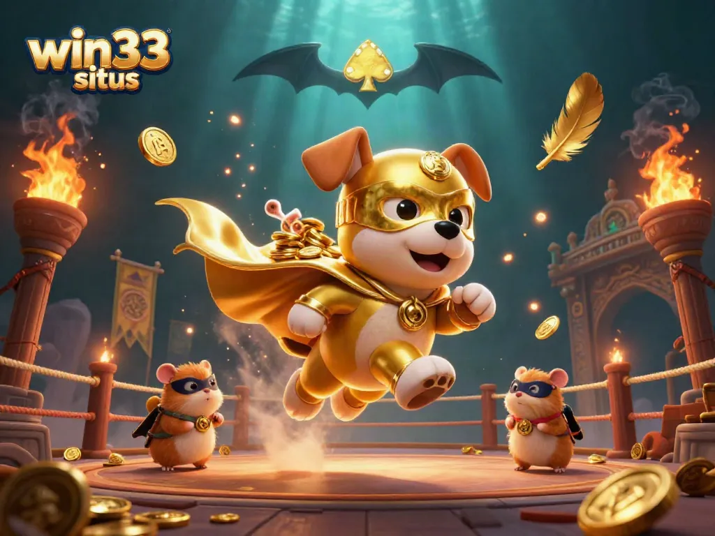 Experience winning fun with win33 situs in this dynamic casino-themed scene featuring heroic characters.