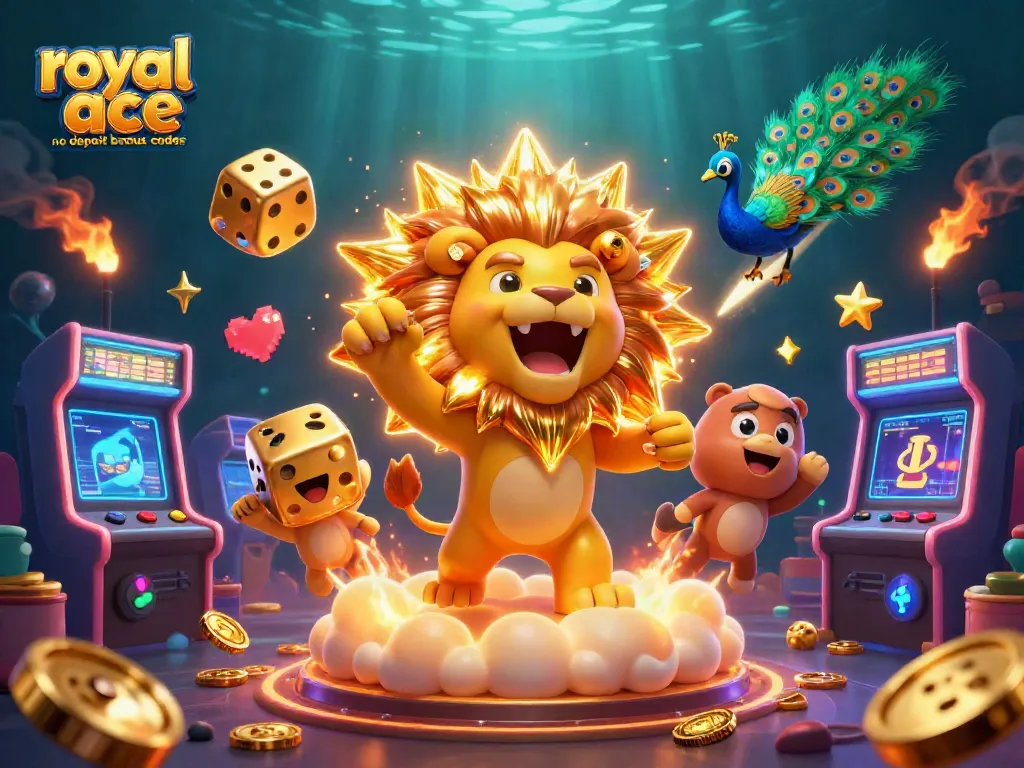 Engage with royal ace no deposit bonus codes through vibrant 3D casino-themed characters and elements in action.