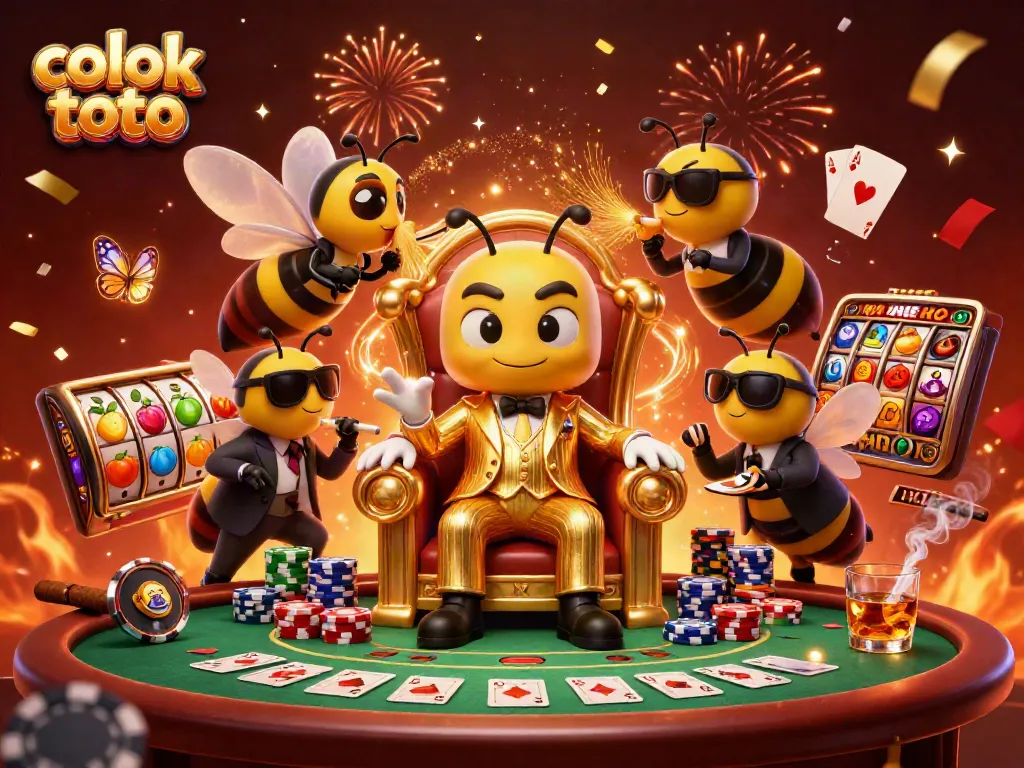 Experience the thrilling world of colok toto with vibrant slot reels and the bumblebee mob boss in action.